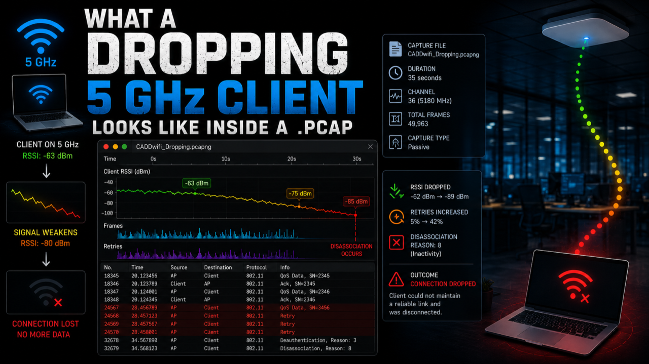 What a Dropping 5 GHz Client Looks Like Inside a .pcap: Drilling Into the RadioTap Header